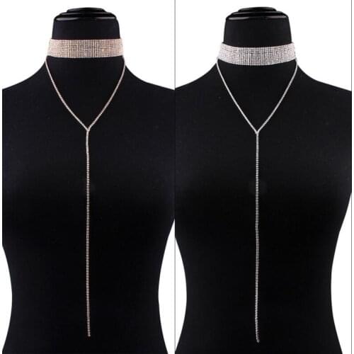 Fashion statement rhinestone necklaces women party club wear jewelry wedding accessories gifts alloy fj669