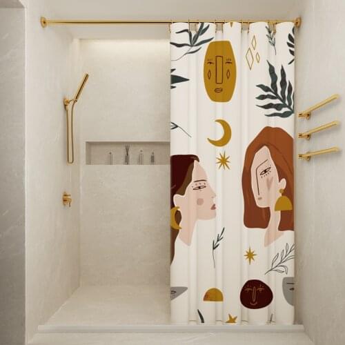 Not in/Modern Girl Pattern Hook Style Shower Curtain,99.9%Waterproof,Bathroom Thicken Mildewproof Fabric,Pure Copper Buttonhole