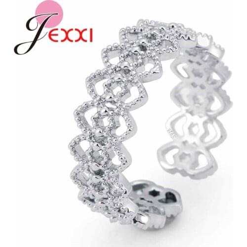 Irregular Pattern Crown Design 925 Sterling Silver Open Ring White Valentines Day Gift Couple Surprise Date For Girl