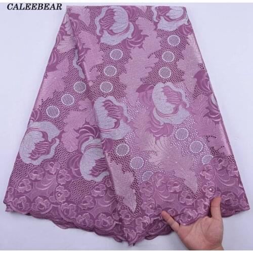 Latest Onion African Lace Fabric High Quality Nigerian Embroidery Cotton Lace Fabric With Stones For Party Wedding Dresses S2116