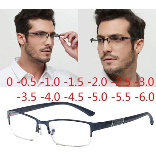 Half Metal Frame Nearsighted Glasses Unisex Prescription Myopia 0 -0.5 -1 -1.5 -2 -2.5 -3 -4 -5 -6