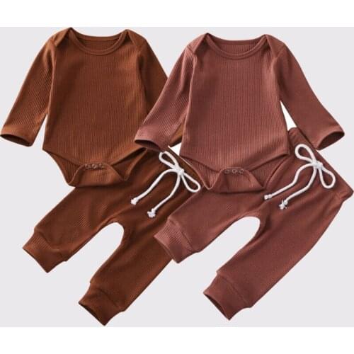 Infant Baby Boy Girl Clothes Long Sleeve Romper Tops+Long Pants Outfit 2pcs Set
