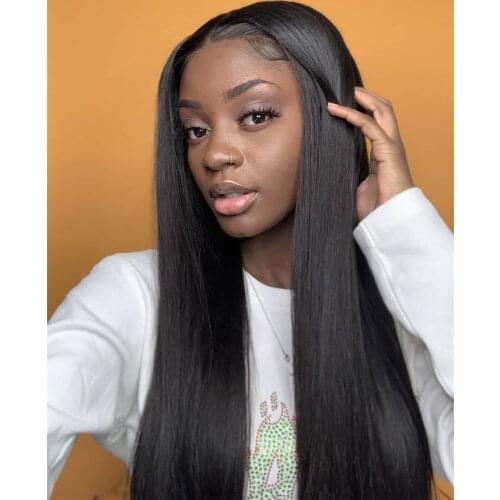 Wig Silky Straight Synthetic Hair Glueless Lace Front Wig For Black Women Black Hair Lace Wig Pre Plucked