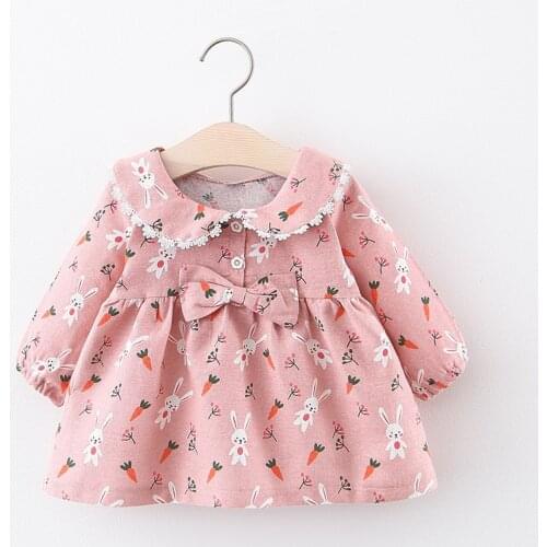 Newborn Baby Girl Dress Spring Princess Dresses For Kids Dress Bow Cherry Print Baby Dress Infant Clothing Toddler Dress