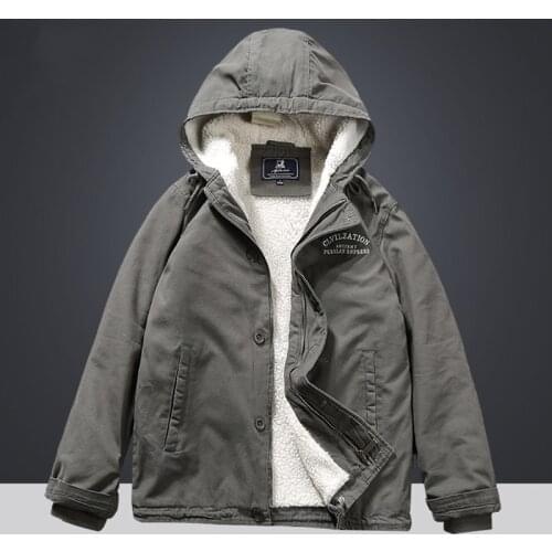 Dropshipping Winter Thicken Warm Cotton Padded Coats Mens Lamb Wool Hooded Oversized Outerwear Male Plus Velvet Padded Jackets