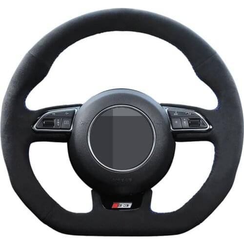 DIY Hand-stitched Non-slip Black Suede Car Steering Wheel Cover For Audi A5 A7 RS7 S7 SQ5 S6 S5 RS5 S4 RS4 S3 2012-2018