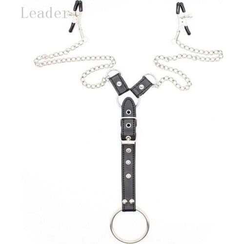 Sex Products Adjustable Silver Stainless Metal Nipple Clamp with Cock Penis Ring Adult Flirting Sex Toys for Men XN0062