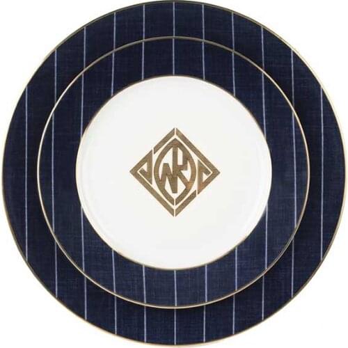 Blue dinner plate bone china dessert plate for steak kitchenware