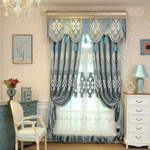 Modern classic luxury villa with decorative curtains for bedroom windows high quality embroidered Voile Curtain for living room