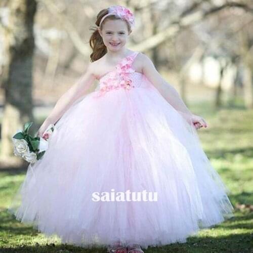 Photograph flower girl wedding dress children tulle party beauty contest model children birthday gift dresses costume Vestido