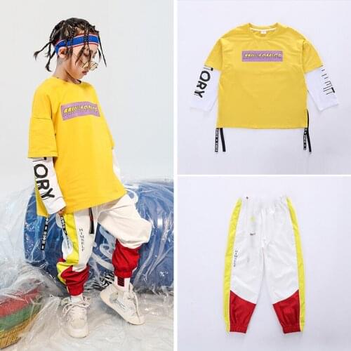 Loose Dance Costumes Kids Hip Hop Stage Competition Ballroom Show Boys Girls Hiphop Jazz Street Dance Clothes Dancing Suit Set