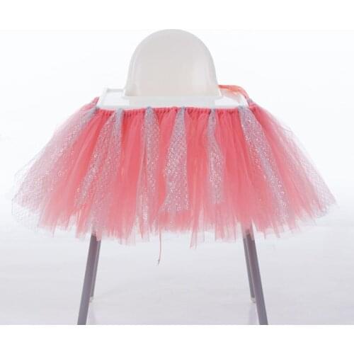 Tutu Tulle Table Skirts Baby Shower High Dining Chair Skirt Event Party Desk Decoration