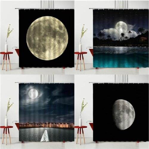 Summer Scenery Shower Curtain Night Sky Moon Bedroom Curtain Photography Background Bathtub Decoration 240X180cm