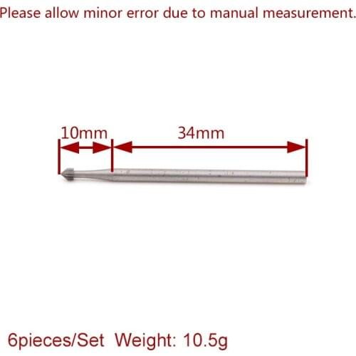 TuoLZ 1/6pcs 2.35mm Shank 1.0-2.3mm Precision Tungsten Carbide Rotary Burrs Milling Cutter Rotary Tool Peach Type Carving Knife