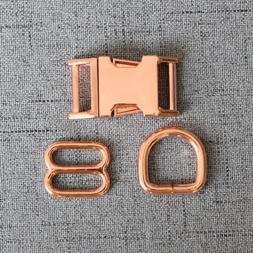 100 Sets 15mm 20mm 25mm Rose Gold Webbing Metal D Ring Clasp Release For Pet Dog Collar Bag Backpack Sewing DIY Accessory