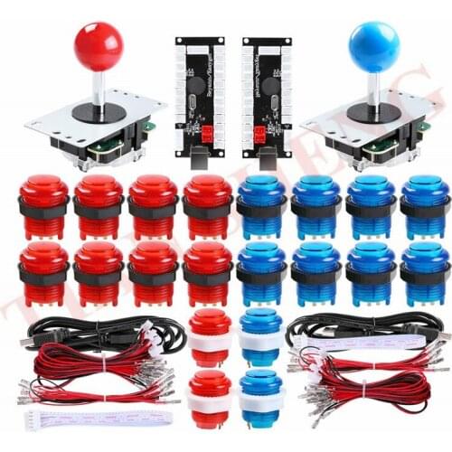 2 Player LED Arcade Games DIY Parts Kit 2XUSB Encoders +2X Arcade Joysticks+20x LED Arcade Buttons for Raspberry Pi and W