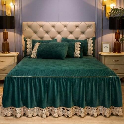 2020 new products Heavy Quilted Baby down Bed spread Fitted Sheet Pillowcases 2/3 pcs Luxury Water soluble lace princess bedding