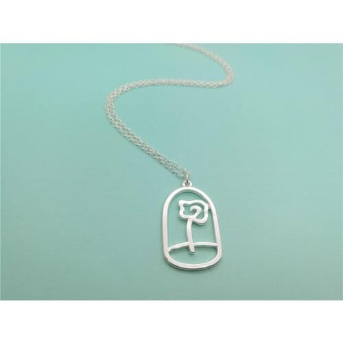 30PCS Enchanted Rose in Terrarium Necklace Floral Flower Love Symbol Necklace Beauty and the Beast Movie Necklaces