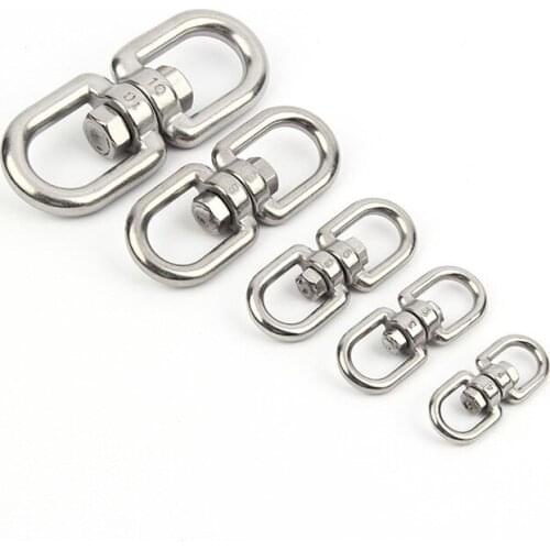 5PCS 304 Stainless Steel Swivel Hooks Tools Carabiner Equipment 4/5/6/8/10mm Double Eye Liftting Swivel Ring Chains Sling Parts