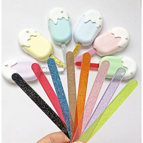 50 pcs Glitter acrylic Ice Cream Sticks Popsicle Crafts DIY Handmade Making Crafts Baby Shower Kis Gift 7x1cm