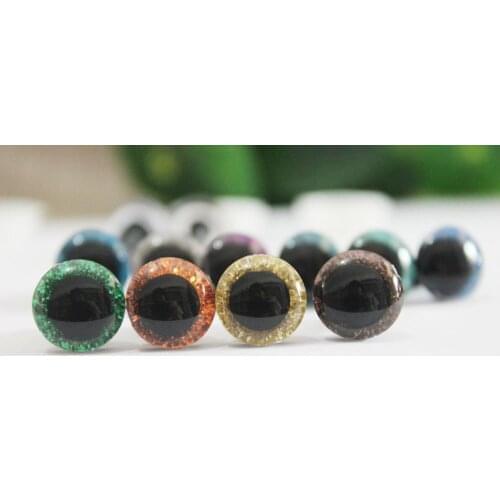500set wholesale tiny 12mm 3D clear glitter safety toy eyes + glitter fabric+ washer for diy plush toy doll--10 colors option
