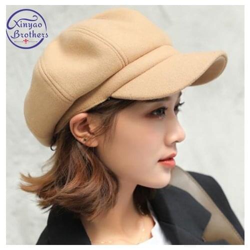 Free Shipping Auutmn Winter Hat for Women Solid Plain Newsboy Cap Men Ladies Casual Wool Hat Winter Beret Women Painter Cap
