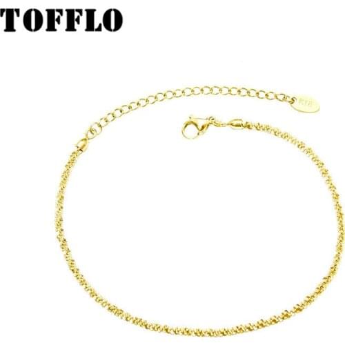 TOFFLO Stainless Steel Jewelry Cauliflower Chain Glittering Anklet Glittering Female Jewelry BSS076