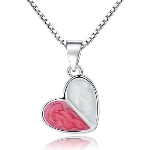 New Fashion 925 Sterling Silver Romantic Love Heart Lady Pendant Necklace Jewelry Women Christmas Gift Short Box Chains