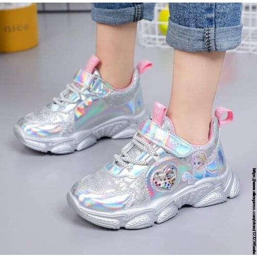 Disney childrens frozen princess anna girls casual shoes pu non-slip soft bottom sports shoes sneakers kids shoes for girl