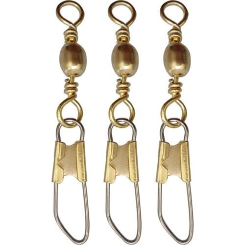 Easy Catch 50 pcs Barrel Fishing Swivel With Snap Gold Barrel Swivels Hard Fishing Tools Connector Size 2 4 6 10