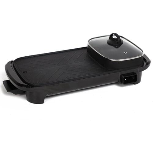 2 in 1 220V Electric Hot Pot Oven Smokeless Barbecue Machine Home BBQ Grills Indoor Roast Meat Dish Plate Multi Cooker 1200W