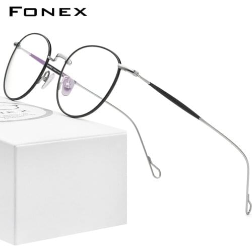 FONEX Titanium Eyeglasses Frame Women Vintage Round Myopia Optical Frame Prescription Glasses Men 2021 New Titan Eyewear F85645