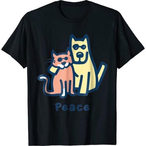 Cat Mom Dog Mom Peace Together I Love Pets Tshirt Cotton Simple Style Tops Tees Hip Hop Mens T Shirts Classic