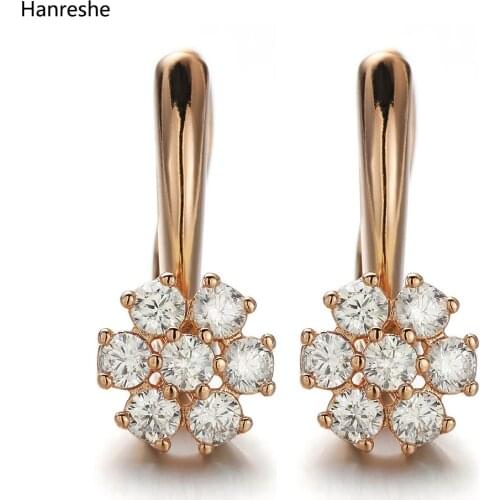 Hanreshe Gold Mini Stud Earring Trendy Jewelry Party Cute Natural Zircon Shaped Beautiful Copper Charm Earrings Womens Girl Gift