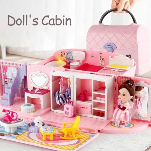 Girls Toys Diy Doll House Handbag Furniture Miniature Accessories Cute Dollhouse Birthday Gift House Toys For Children