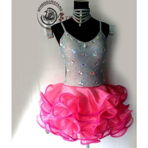 New style Latin dance costume diamond gauze latin dance competition dresses for women child latin dance dresses S-4XL