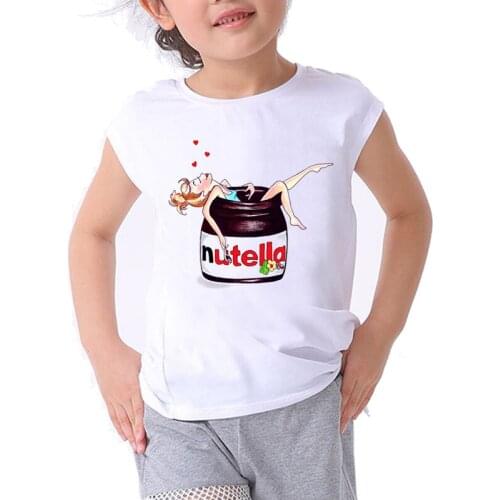 Cute Nutella T Shirt Baby Boys Girls T-shirt Cute Cartoon Print Graphic T Shirts Funny Kids Clothes Children Clothing