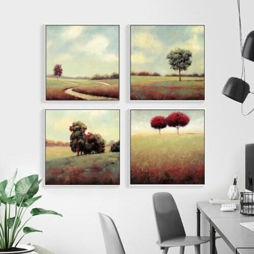 Home Decoration Modular Pictures Landscape Scenery Tree Painting Nordic Prints Simple Style Canvas Poster For Bedroom Wall Art