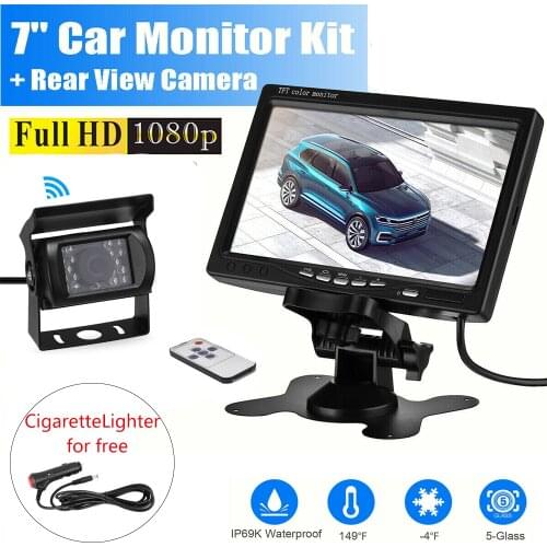 7 Inch Car Monitor Reverse Image Wireless Truck Backup Camera for Truck Bus RV Van Trailer Night Vision Rear View Camera 12V-24V