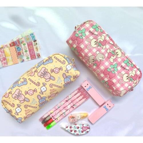 1Pcs Kawaii Pencil Case Strawberry rabbit Gift Estuches School Pencil Box Pencilcase Pencil Bag School Supplies Stationery