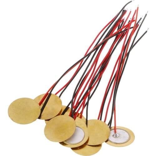 20pcs/lot 15mm Piezo Elements buzzer Sounder Sensor Trigger Drum Disc With Wire Copper Piezo buzzers For Arduino Loudspeaker