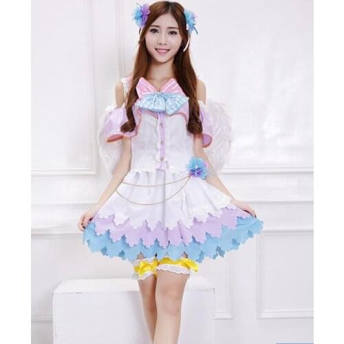 FREE pp Cosplay Kotori Minami Dress Anime Love Live! Cotton Candy Awaken Pink Uniforms