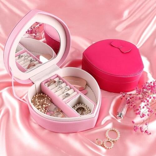 Jewelry Casket Cosmetic Storage Box Makeup Packing Organizer Multi-function Earrings Ring Container Case Portable Leather travel