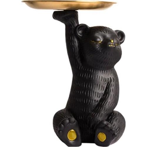 Resin Miniature Figurine Bear Tray Statue Ornaments Table Storage Decor Modern Art Sculpture Home Desk Decor Fruit Dish