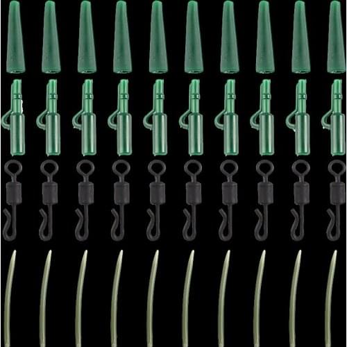 WALK FISH 40PCS Carp Fishing Accessories Lead Clip Quick Change Swivel Tail Rubber Anti Tangle Sleeves for Carp Rigs Coarse