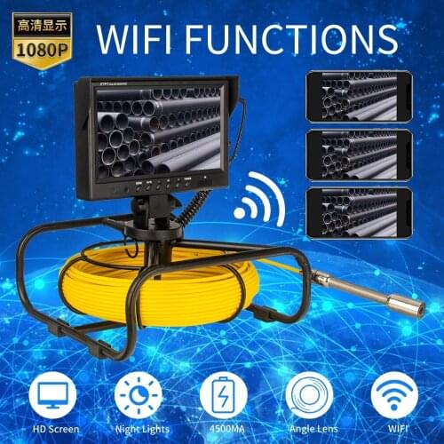 WIFI 30M Free DHL shipping 9inch Pipeline Endoscope Inspection Camera DVR WIFI Sewer Pipe Inspection Video recording