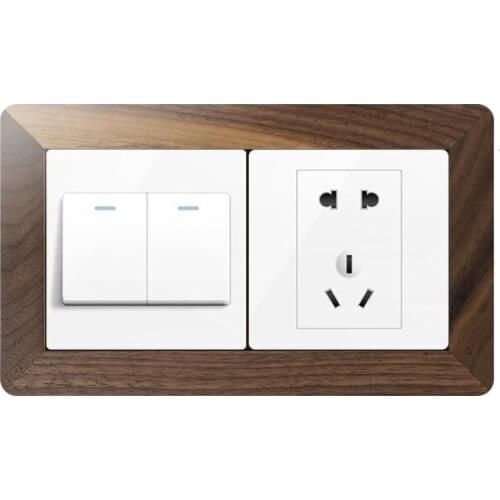 Solid wood switch protective cover Nordic style power socket deco cover self-adhesive switch sticker deco frame custom made