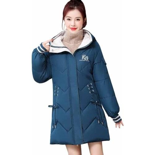 Real Shot Quality Winter Parka Women Hooded Padded Jacket Plus Size Thick Students Down Cotton Coat Print Casual Outwear KW305