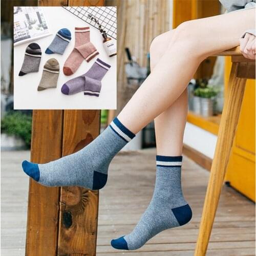Retro Women Striped Socks Japanese Ladies Soft Breathable Cotton Socks Korean Crew Socks for Women Harajuku Cute Funny Socks