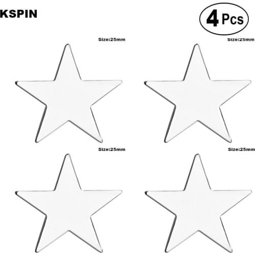 Silver Star 25mm Lapel Pin Badge Brooch Icons 4pcs